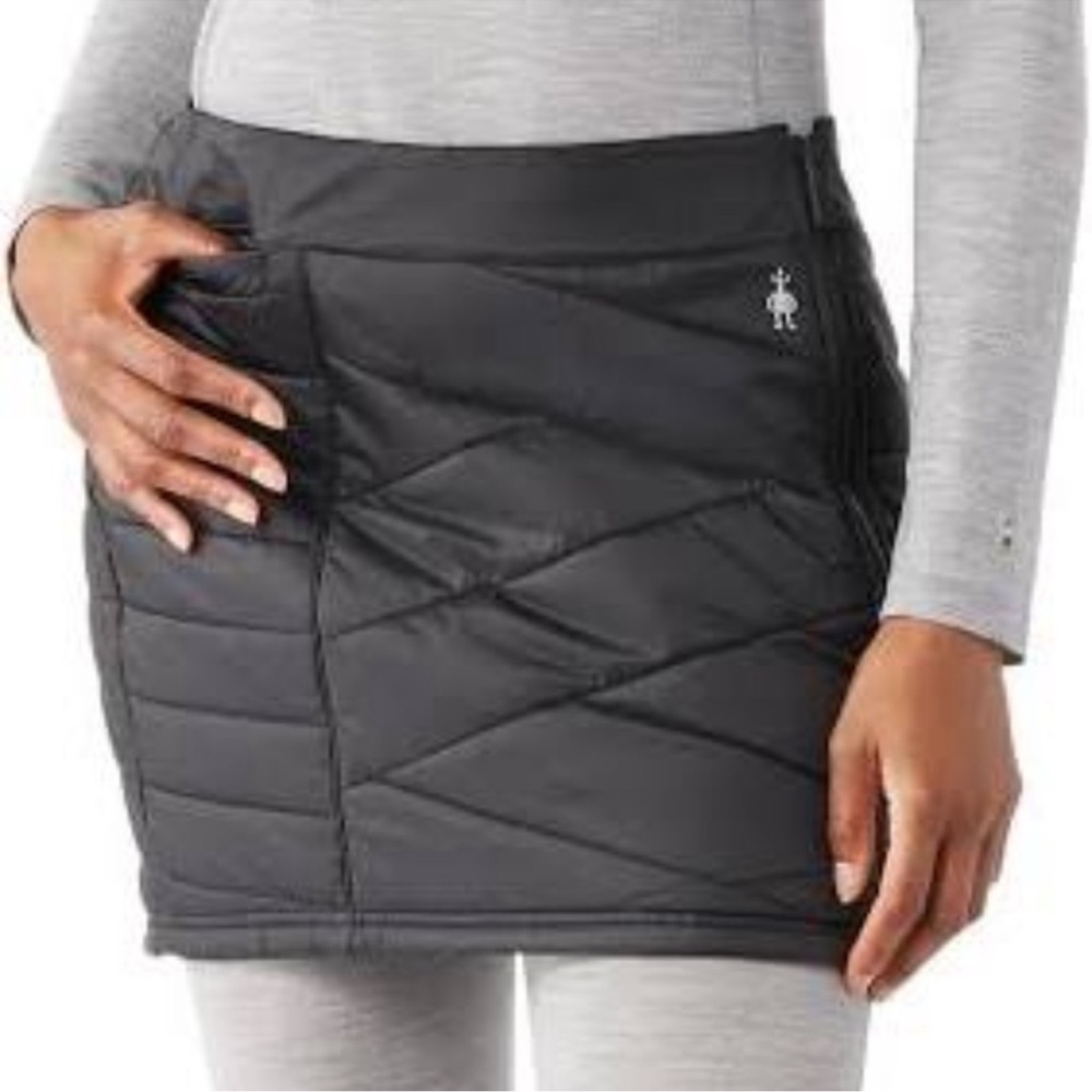 SmartWool Womens Smartloft 120 Quilted Black Zip Puffer Outdoor Skirt Size Small
